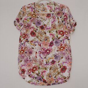 Women's Spense Floral Lightweight Short Sleeve Blouse Size Medium